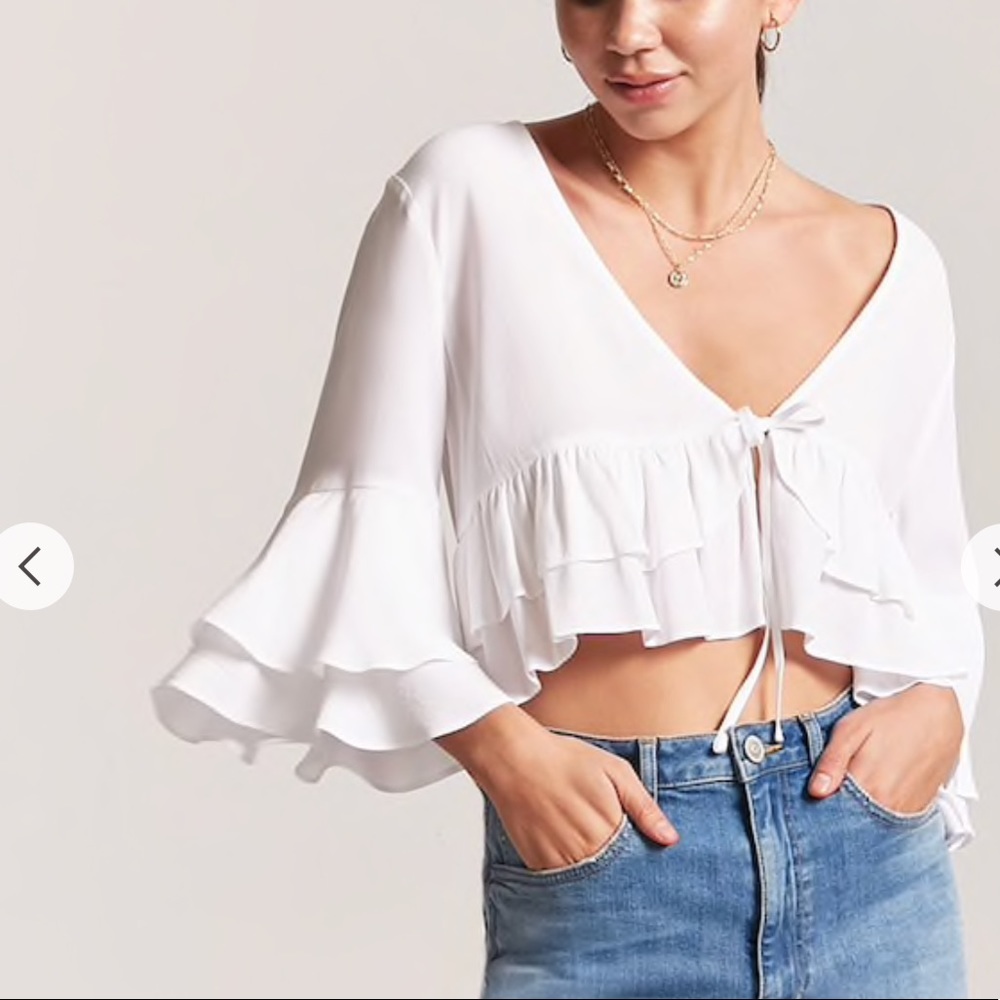 White Ruffle Top